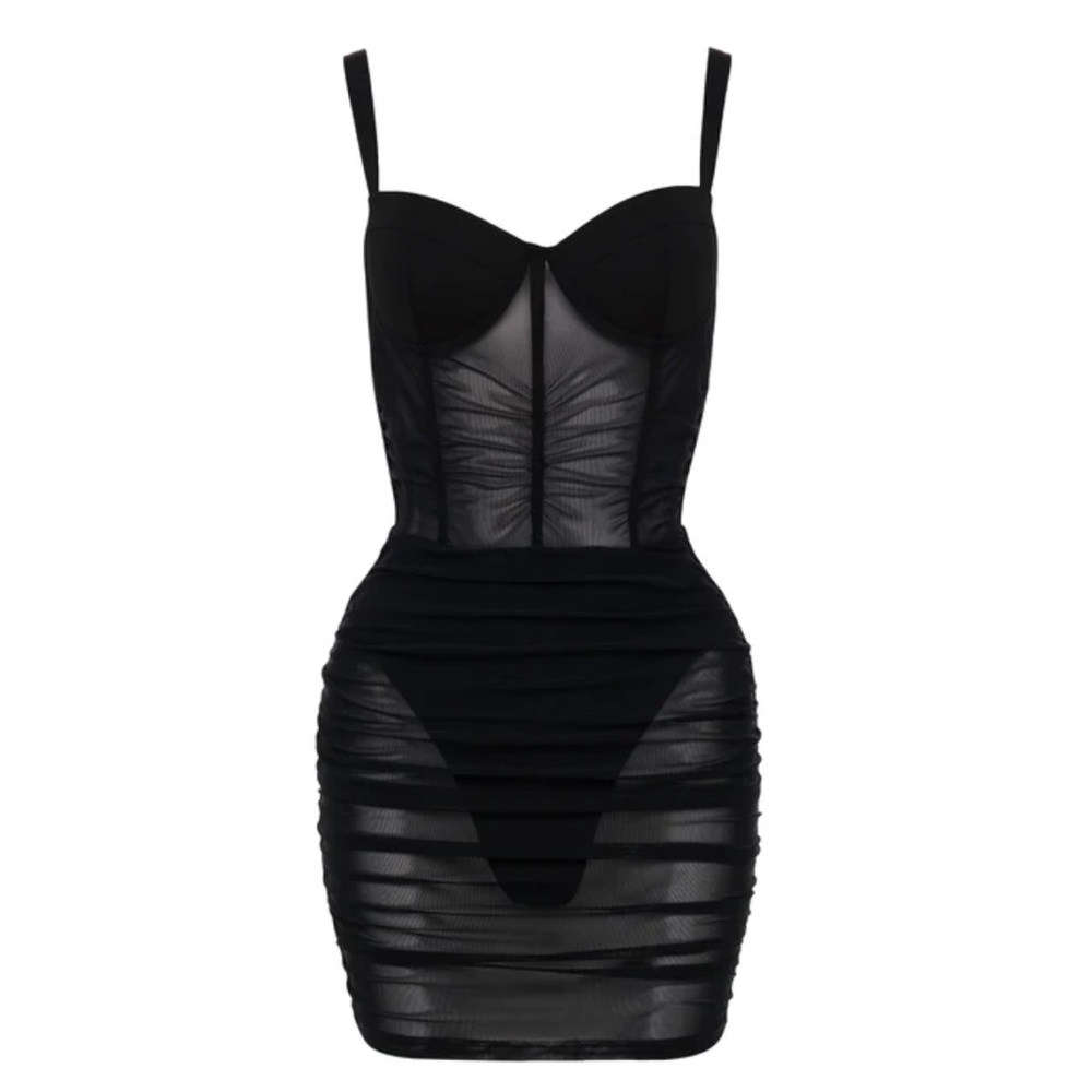Heiress Beverly Hills Black Corset Mesh Dress